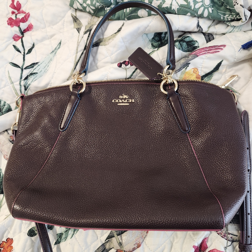 Coach Dark Merlot Leather Satchel